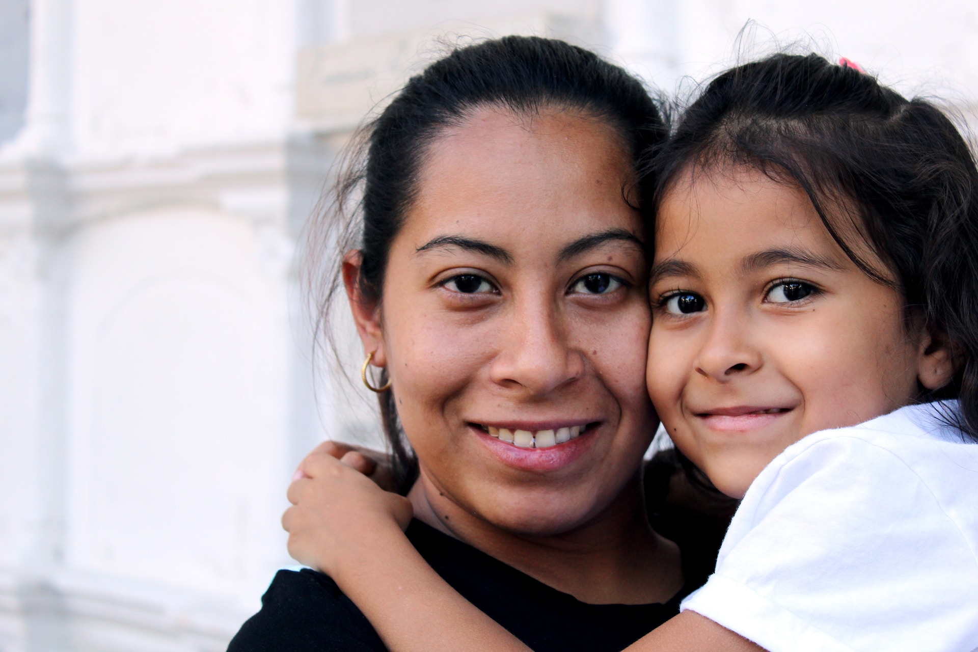 Woman holding child